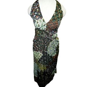 Vintage 70s Boho Halter Maxi Dress – Multicolor Paisley Patchwork –Size XS/Small